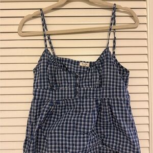 Brandy Melville Blue Plaid Spaghetti Strap Camisole